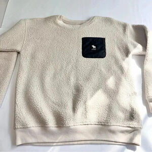 Abercrombi kids crew‎ neck ivory sweatshirt front pocket shepra kids size 10/12